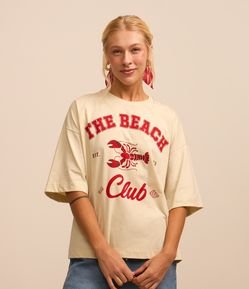 Camiseta Alongada em Algodão Estampa The Beach Club