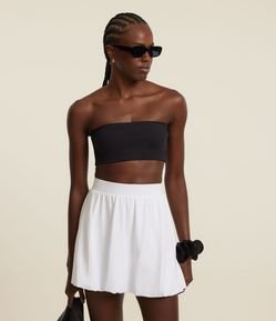 Top Faixa Sem Bojo Em Microfibra  E Textura Canelada