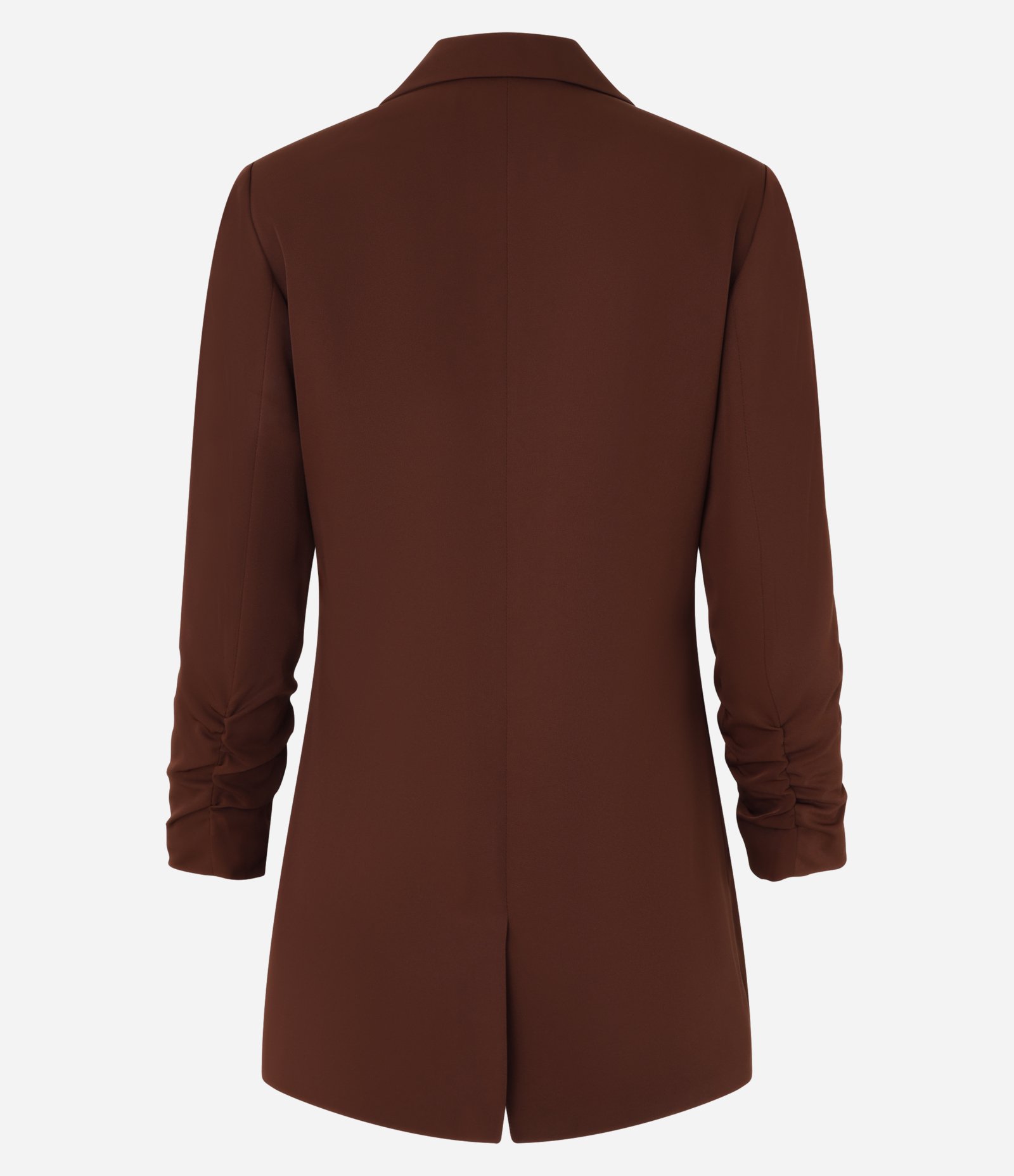 Blazer Alongado de Alfaiataria em Crepe com Franzido nas Mangas Chocolate 6