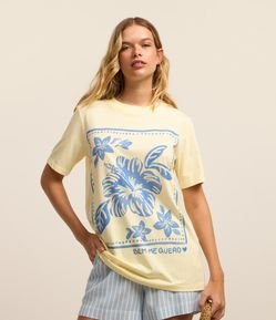 Camiseta Alongada em Algodão com Estampa Floral Bem me Quero