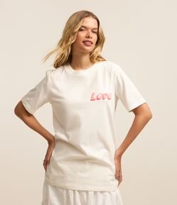 Camiseta Alongada em Algodão com Estampa Love
