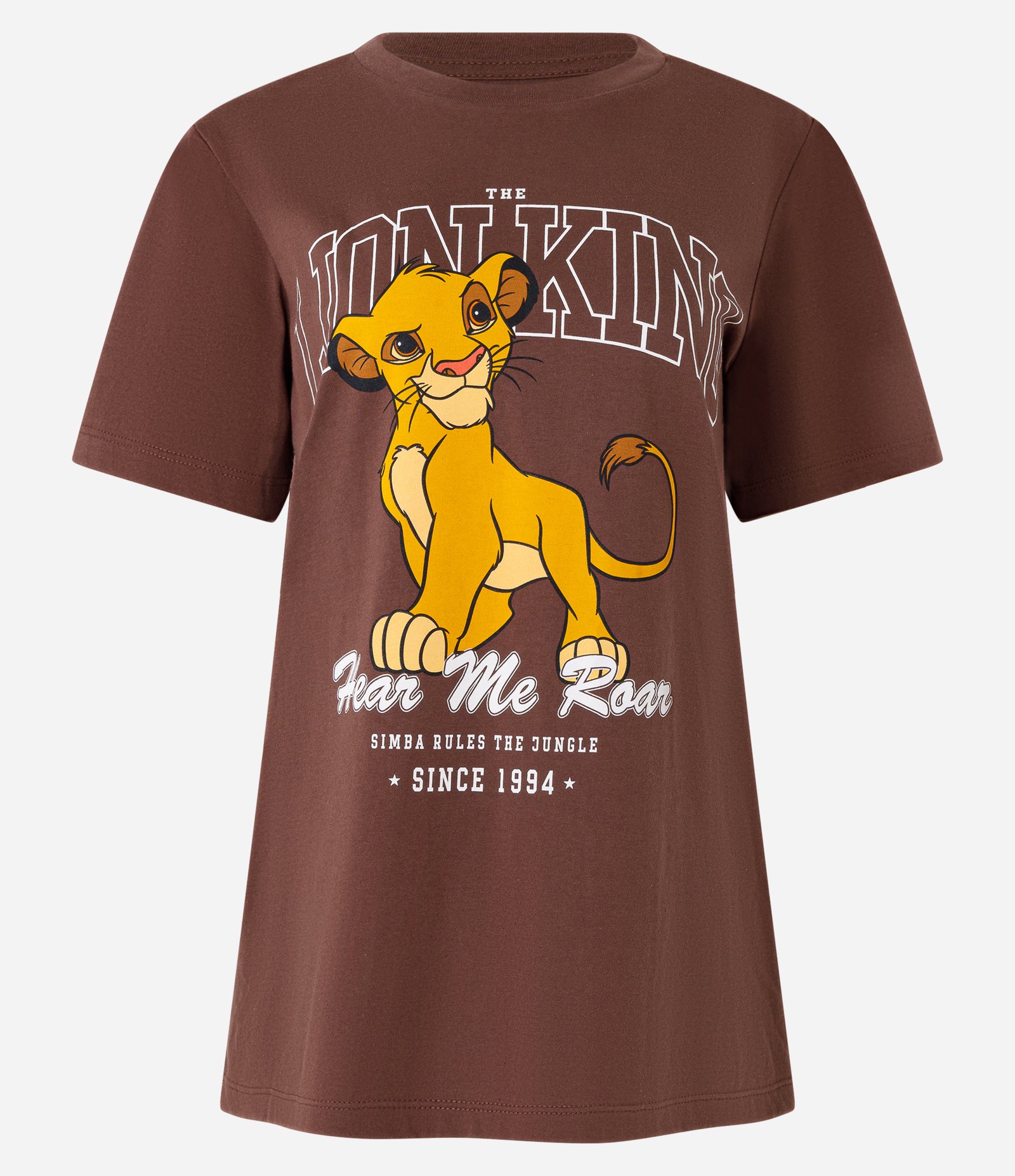 Camiseta Alongada em Algodão com Estampa Rei Leão Marrom 4