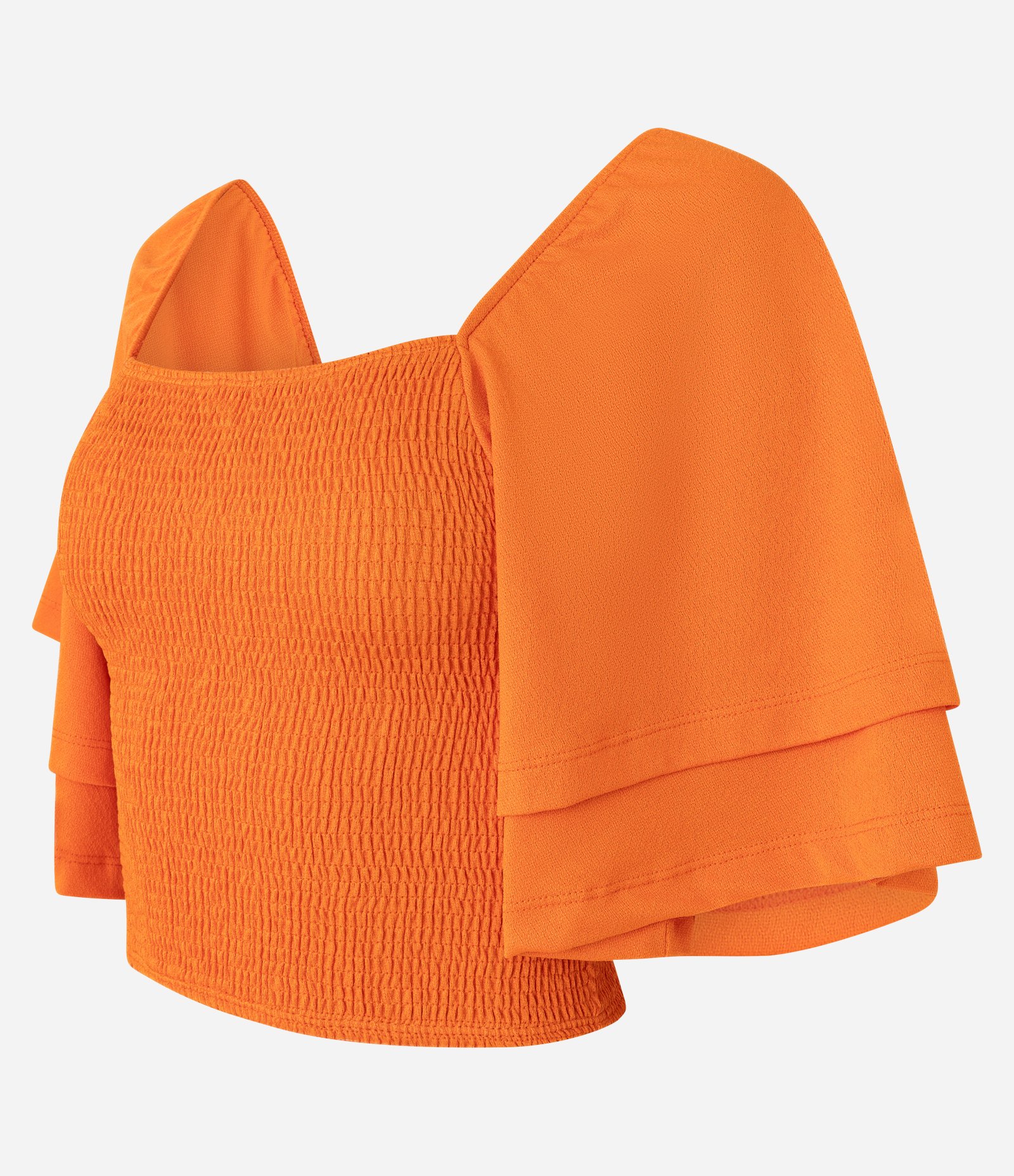 Blusa Curta em Lastex com Manga Godê Laranja 5