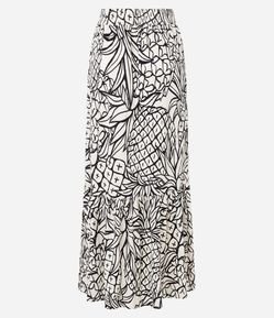 Saia New Midi Evasê Texturizada de Abacaxi