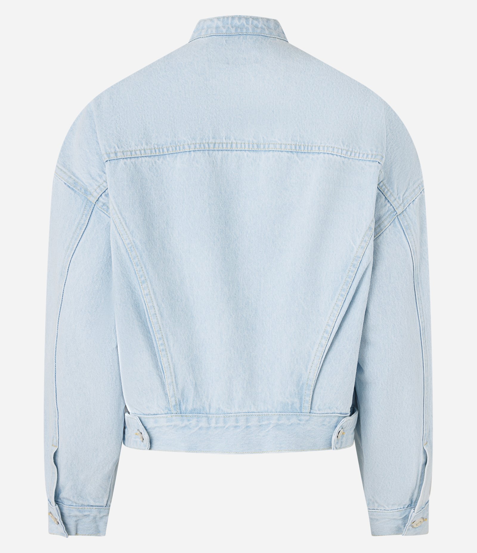 Jaqueta Trucker em Jeans com Gola Alta e Bolsos Azul Claro 6