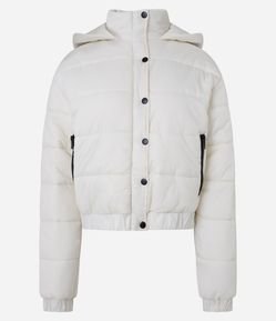 Jaqueta Puffer Esportiva em Poliamida com Vies Contrastante