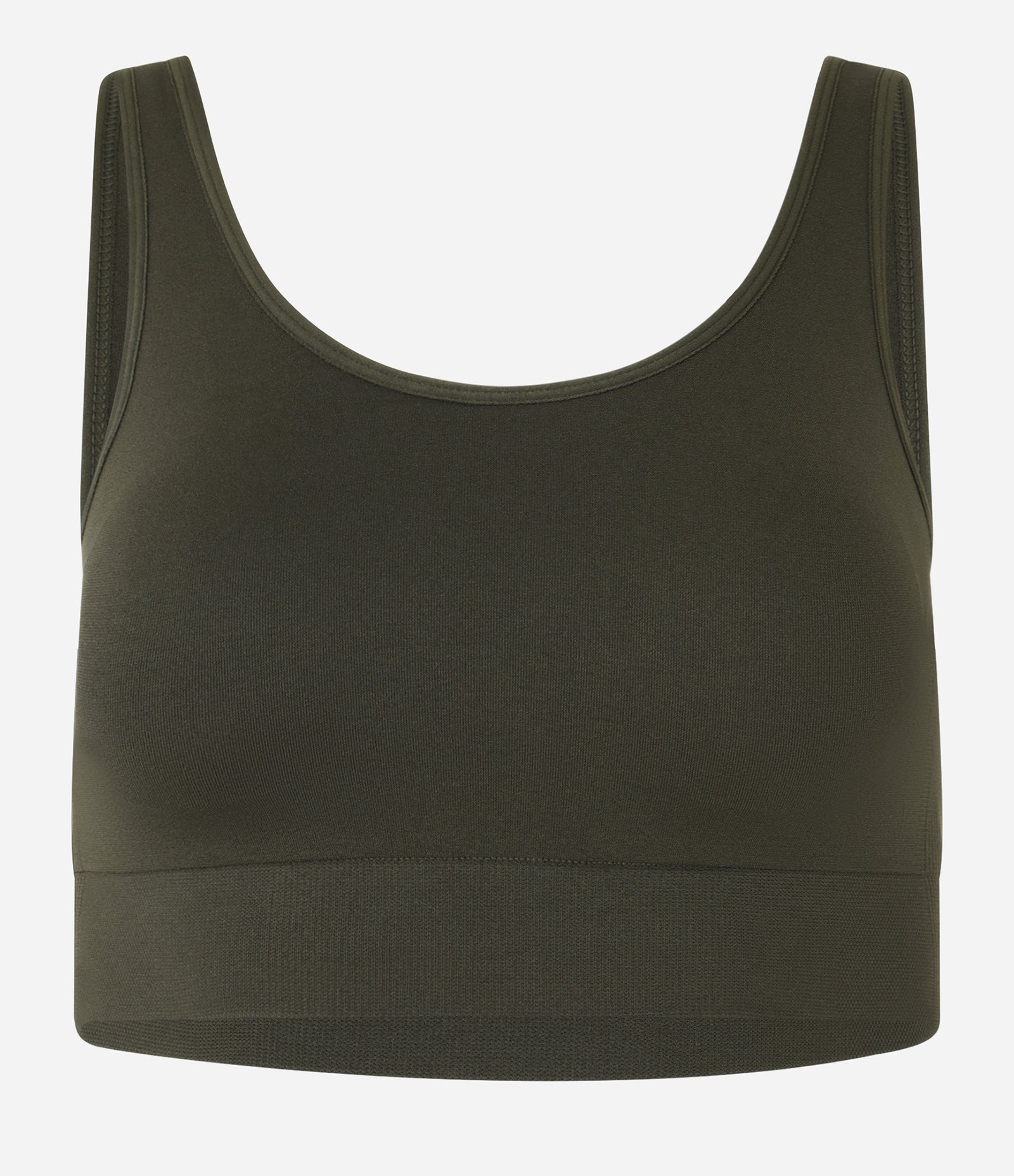 Top Esportivo com Bojo em Poliamida Seamless Verde Oliva 7