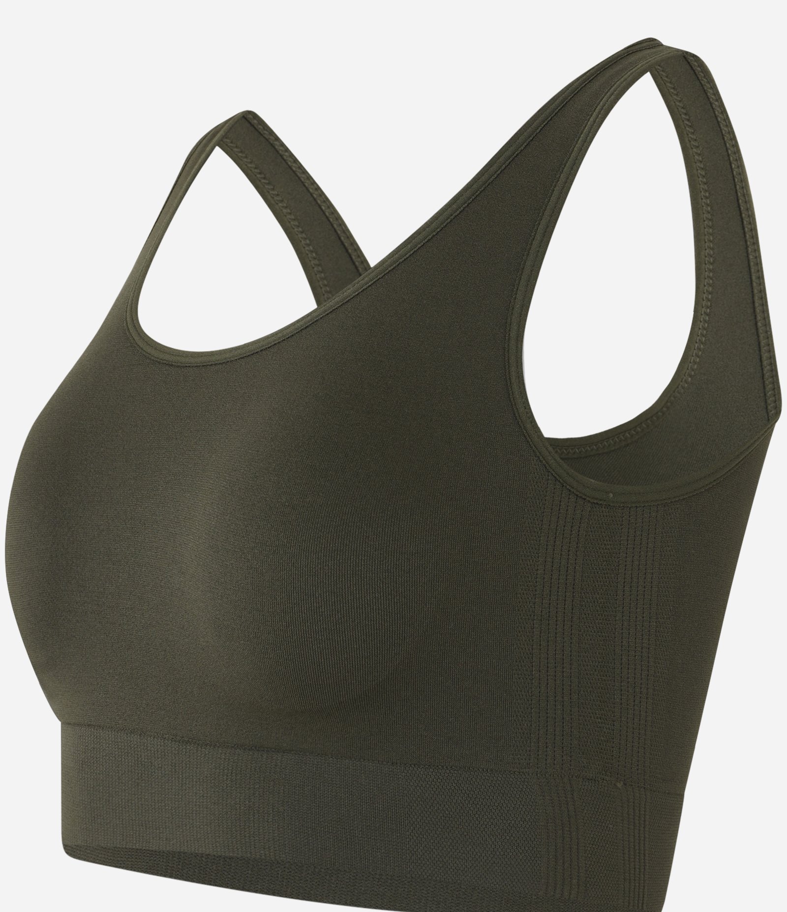 Top Esportivo com Bojo em Poliamida Seamless Verde Oliva 8