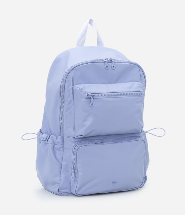 Mochila em PU Metalizado com Bolsos Frontais e Laterais