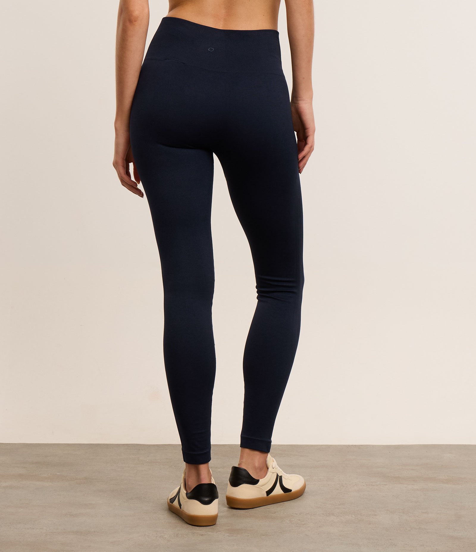 Calça Legging Esportiva Canelado em Ribana Seamless Azul Marinho 4