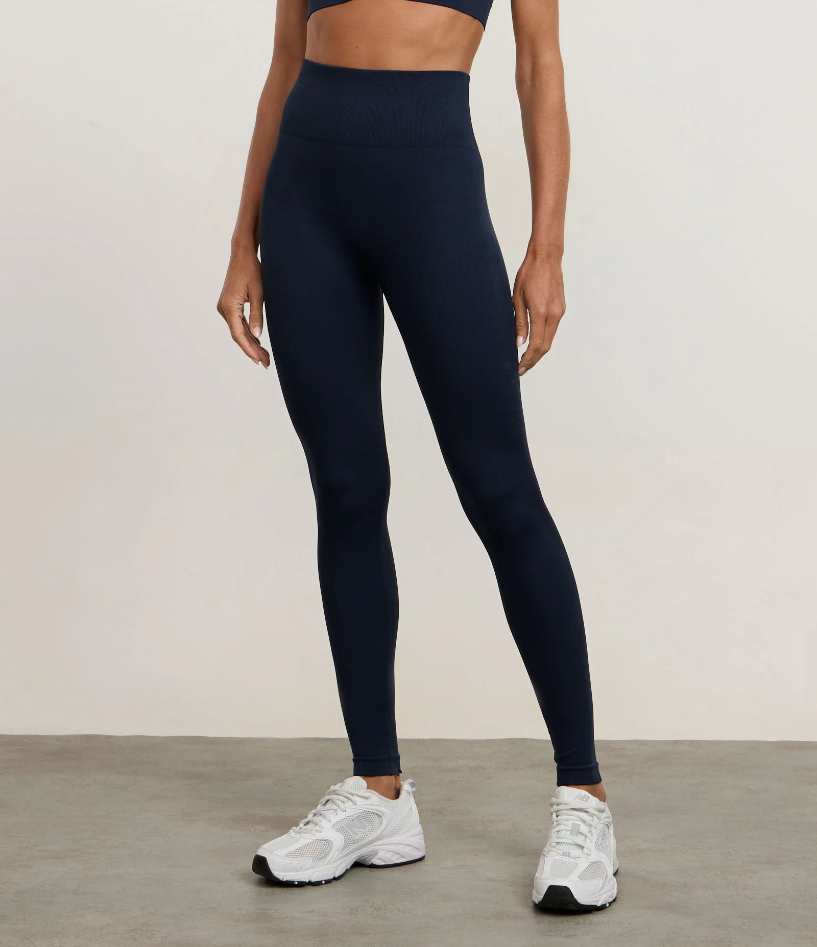 Calça Legging Esportiva Canelado em Ribana Seamless Azul Marinho 2