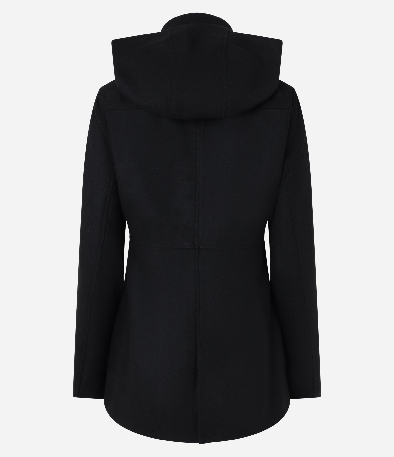 Jaqueta Alongada em Polyvelour com Capuz e Bolsos Preto 3