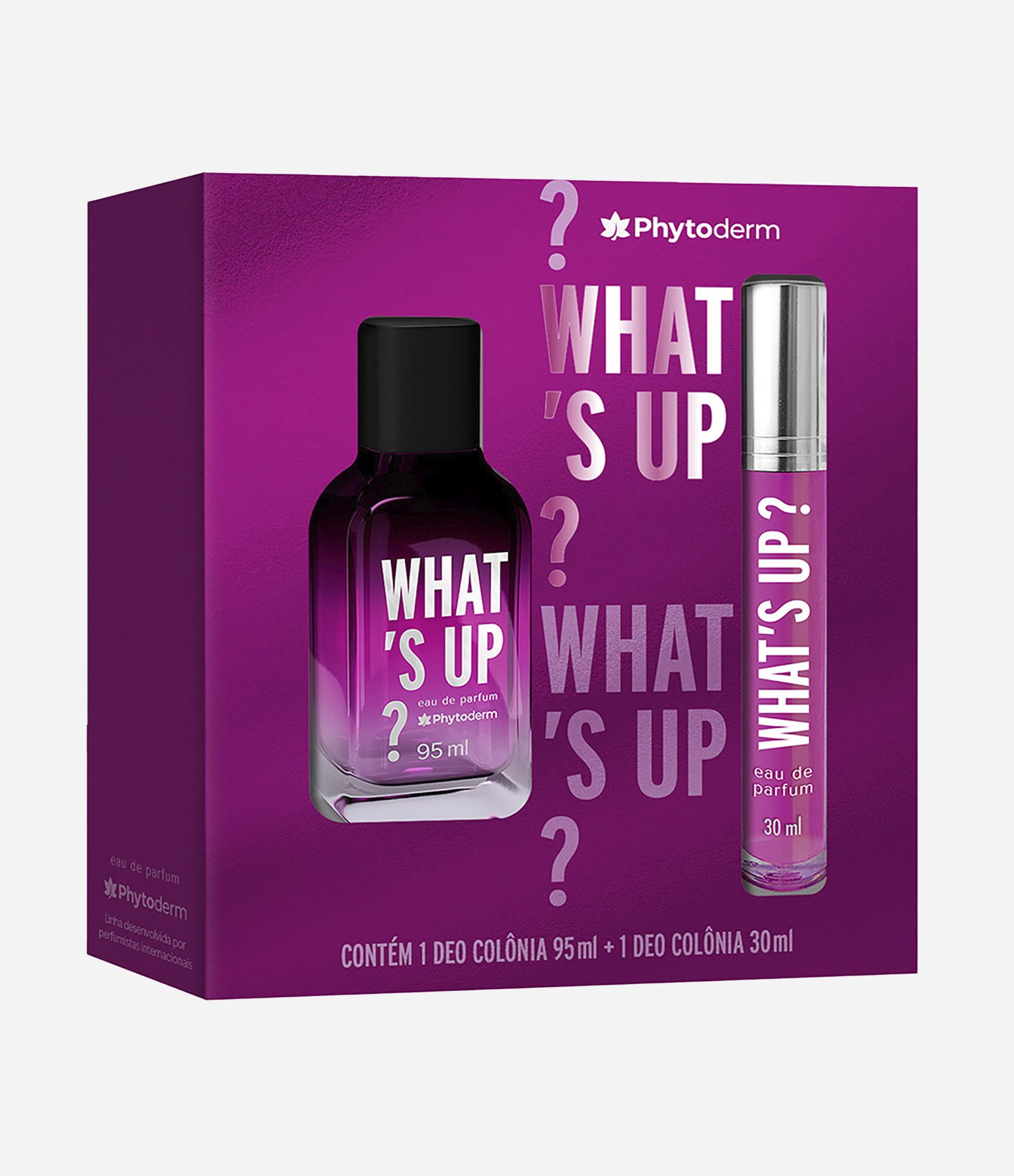 Kit Phytoderm Feminino What's Up Eau de Parfum 95ml + Perfume What's Up Eau de Parfum 30ml KIT 1