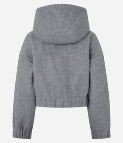 Casaco Curto em Polivelour com Capuz