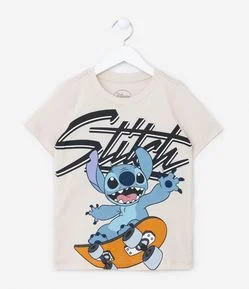 Camiseta Infantil com Estampa do Stitch no Skate - Tam 3 a 10 Anos