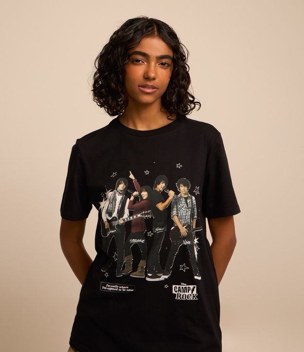 Blusa T-Shirt em Algodão com Estampa Camp Rock