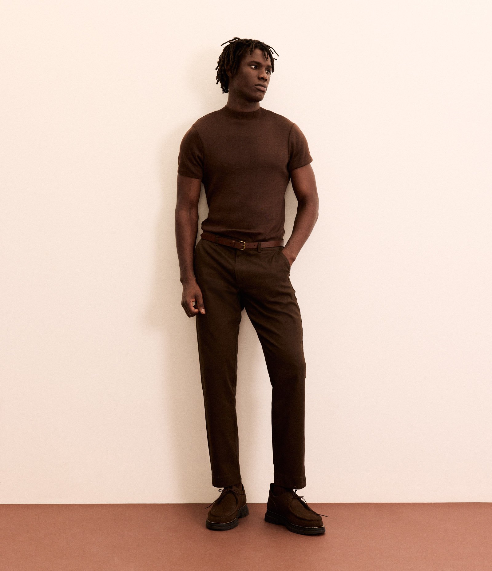 Calça Slim em Sarja com Elastano Marrom 1