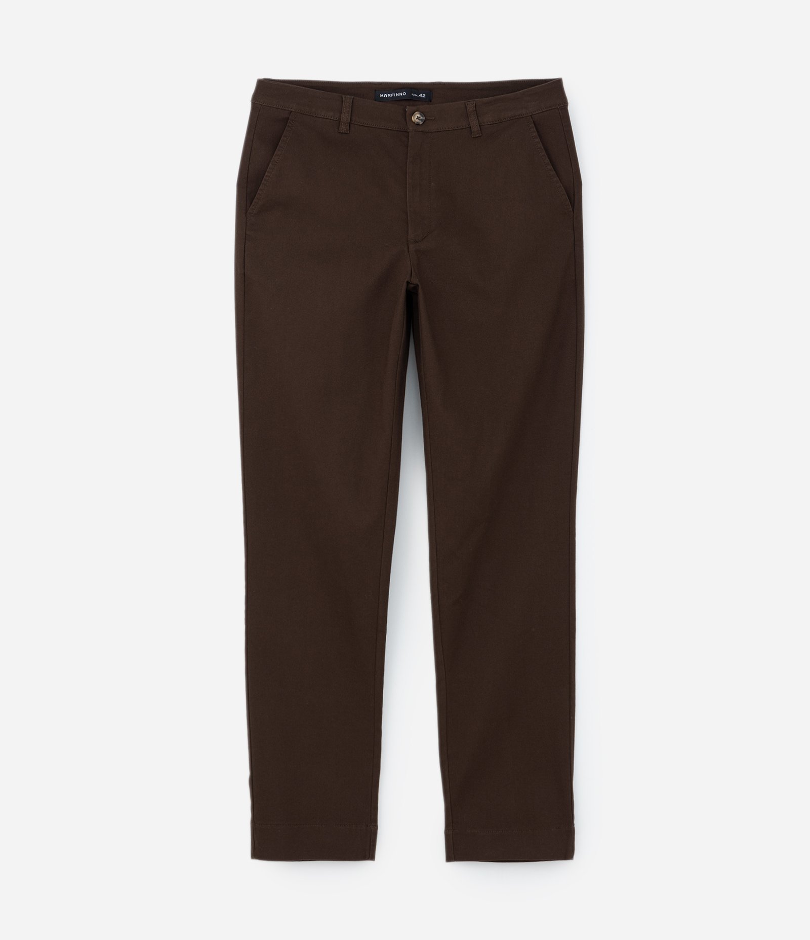 Calça Slim em Sarja com Elastano Marrom 7