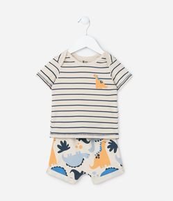 Conjunto Infantil com Estampa de Dinos - Tam 0 a 18 meses