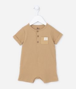 Macaquinho Infantil Canelado com Bolsinho - Tam 0 a 24 meses