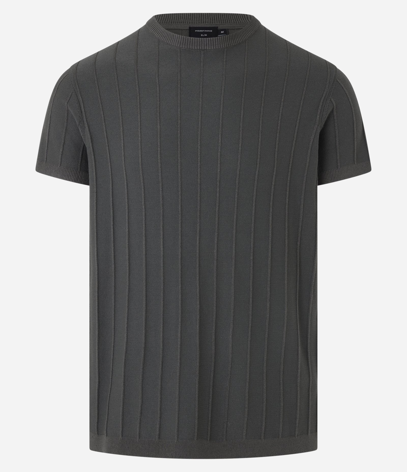 Camiseta Slim em Tricô com Relevos Verticais Verde Escuro 4