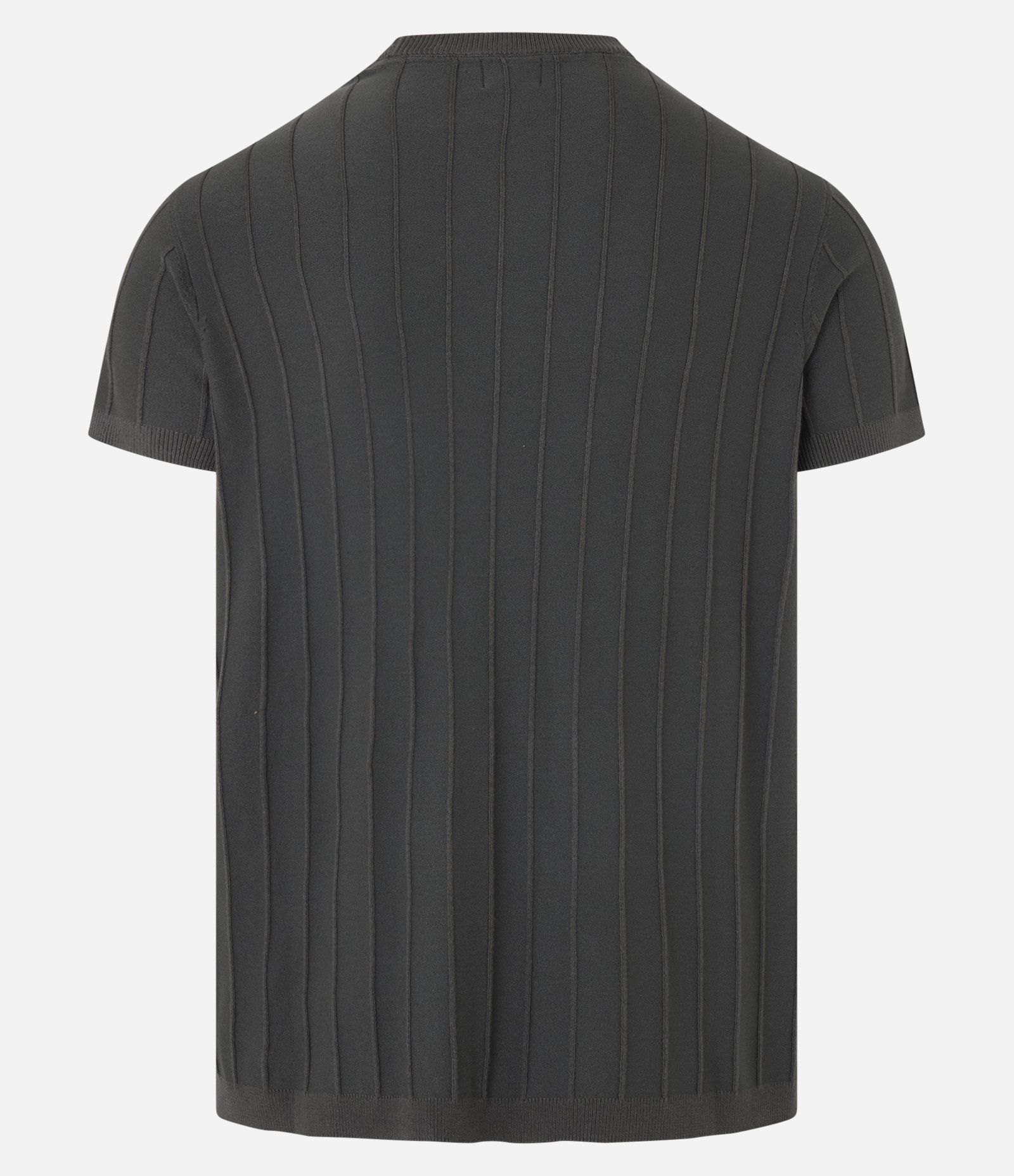 Camiseta Slim em Tricô com Relevos Verticais Verde Escuro 6