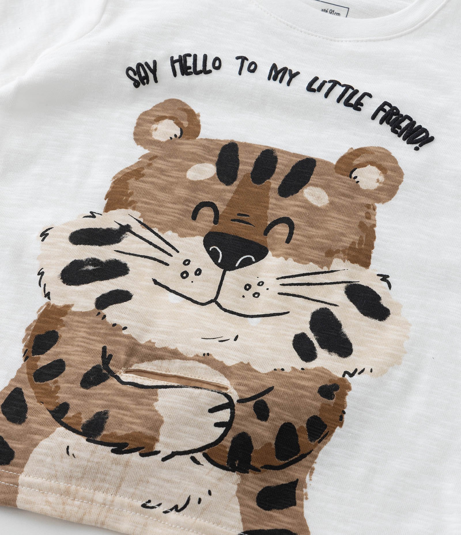 Camiseta Infantil com Estampa Interativa Tigrinho - Tam 1 a 5 Anos Branco 4