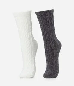 Kit 02 Meias Cano Alto em Chenille Jacquard
