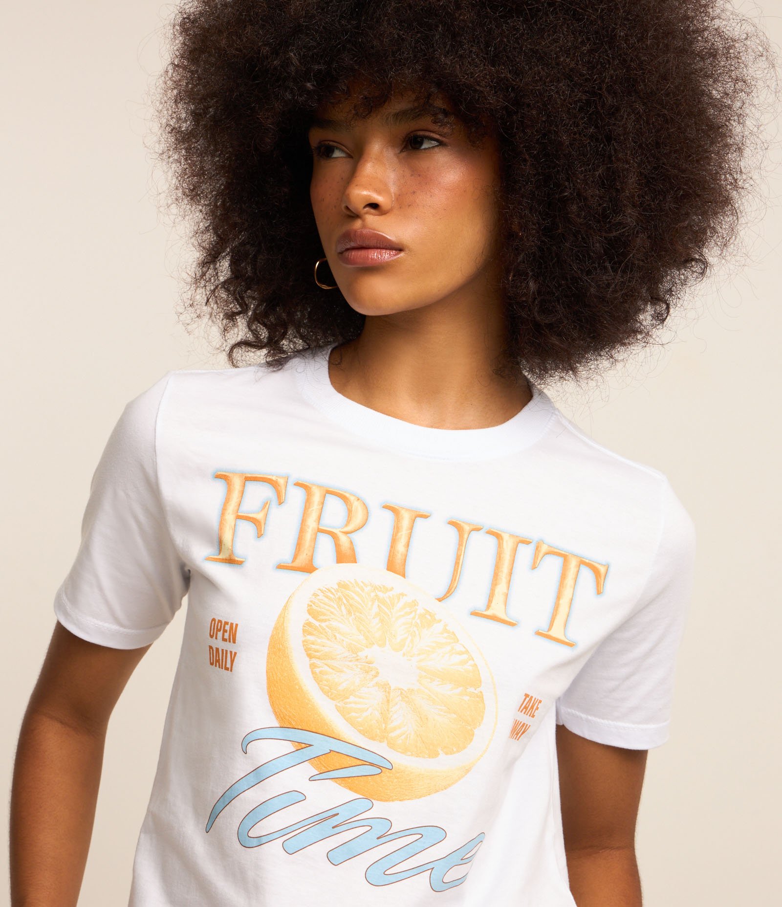 Camiseta T-shirt em Algodão com Estampa Fruit Time Branco 3