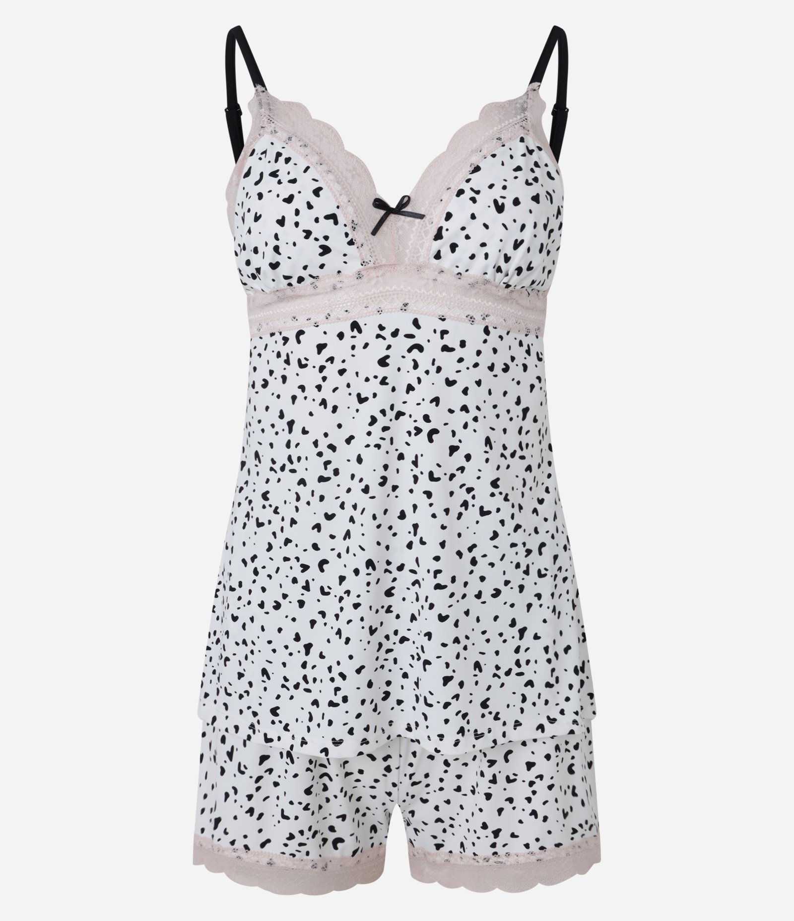 Pijama Short Doll em Microfibra com Estampa de Vaquinha Branco/Preto/Rosa 4