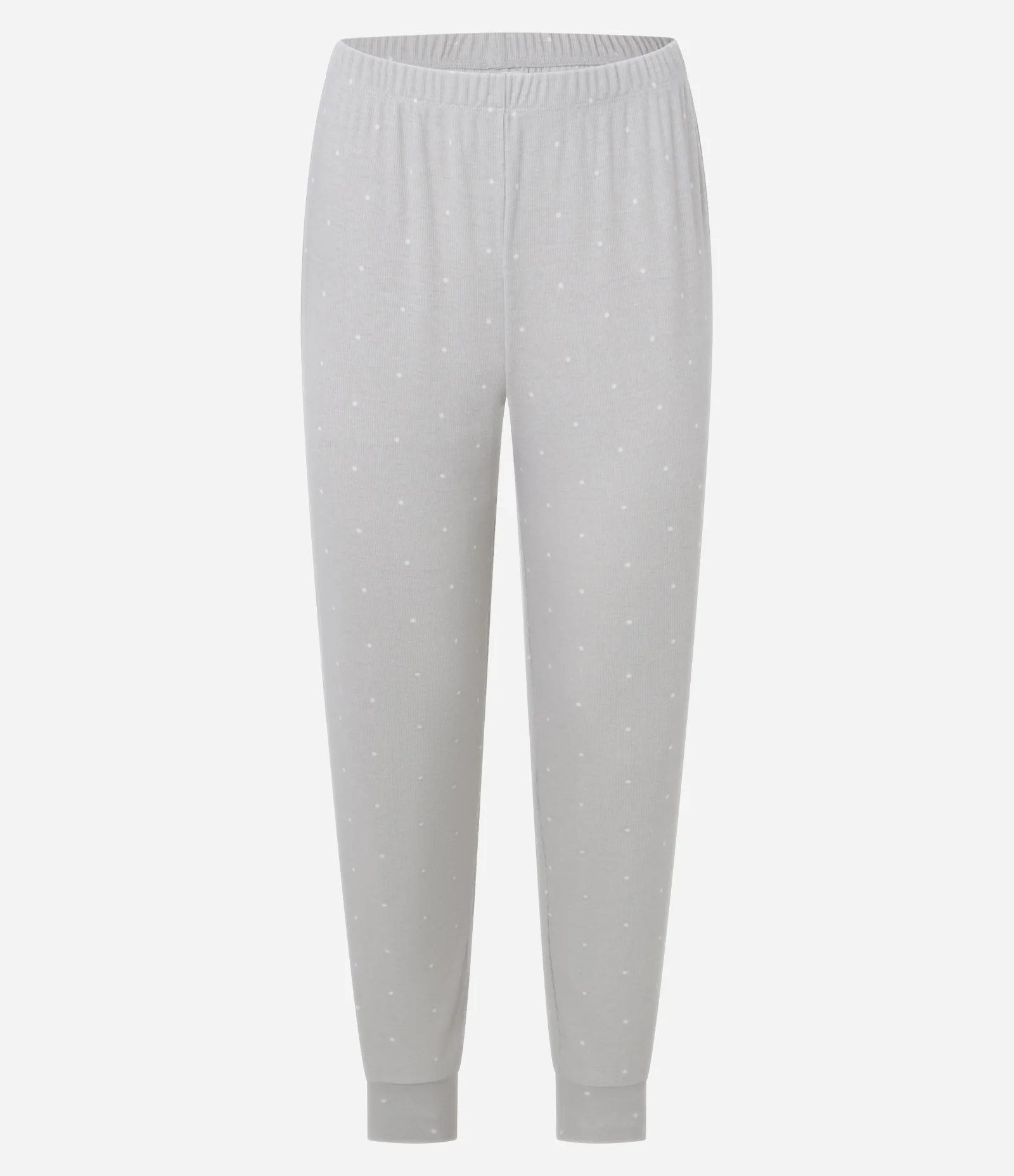 Pijama Longo em Ribana com Estampa Poá Cinza 6