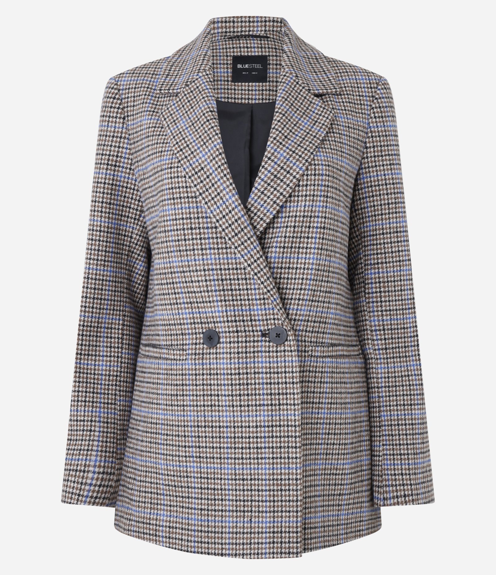 Blazer Longo Alfaiatado Polivelour Xadrez com Bolsos Marrom 6