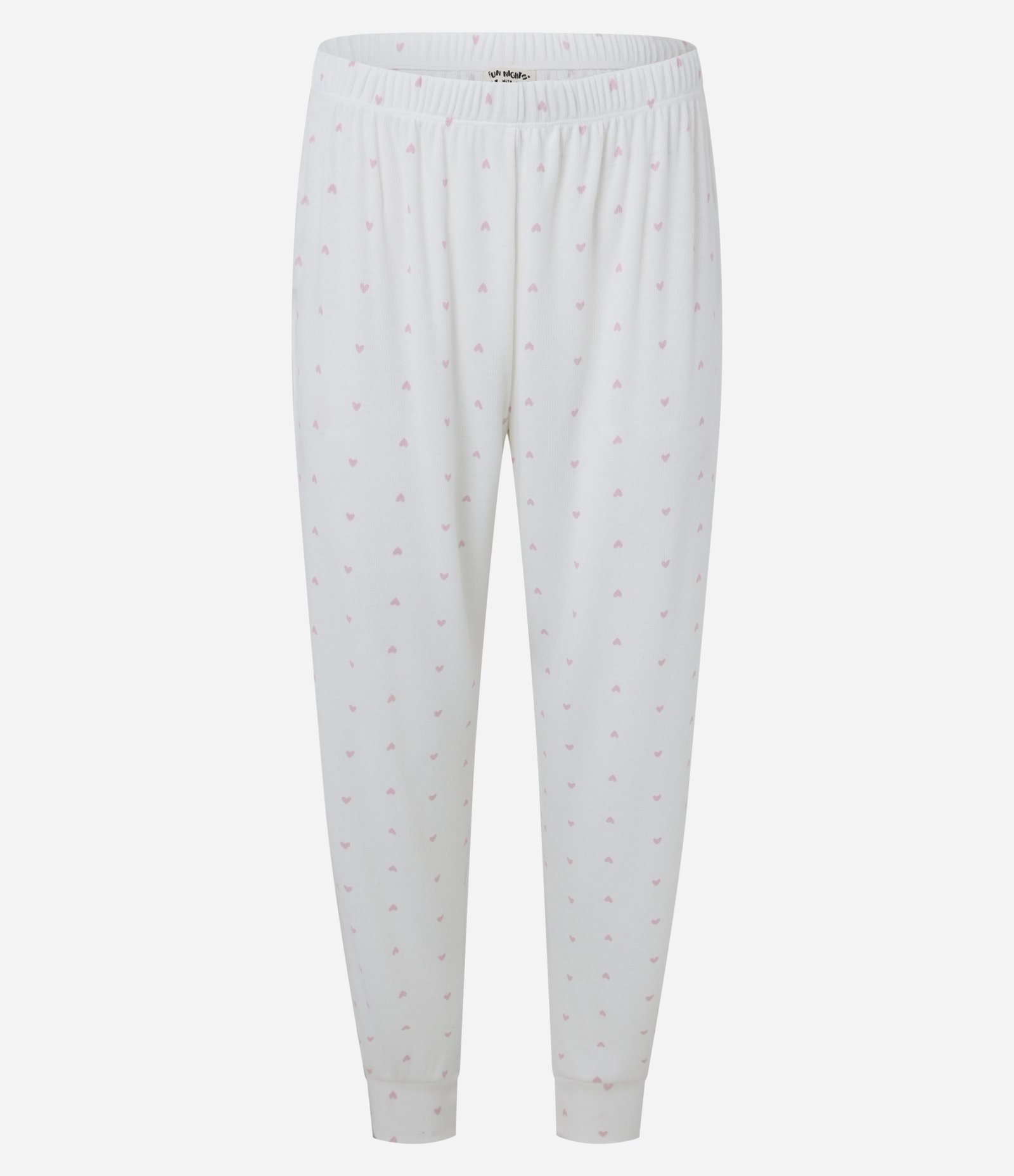 Pijama Longo em Ribana Estampa Coração Branco 6