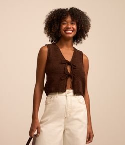 Blusa Colete em Tricô com Amarração