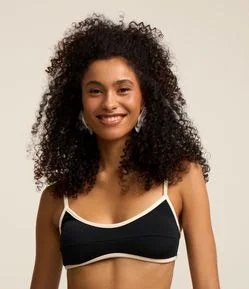 Biquíni Top Camisetinha em Microfibra com Viés Contrastante