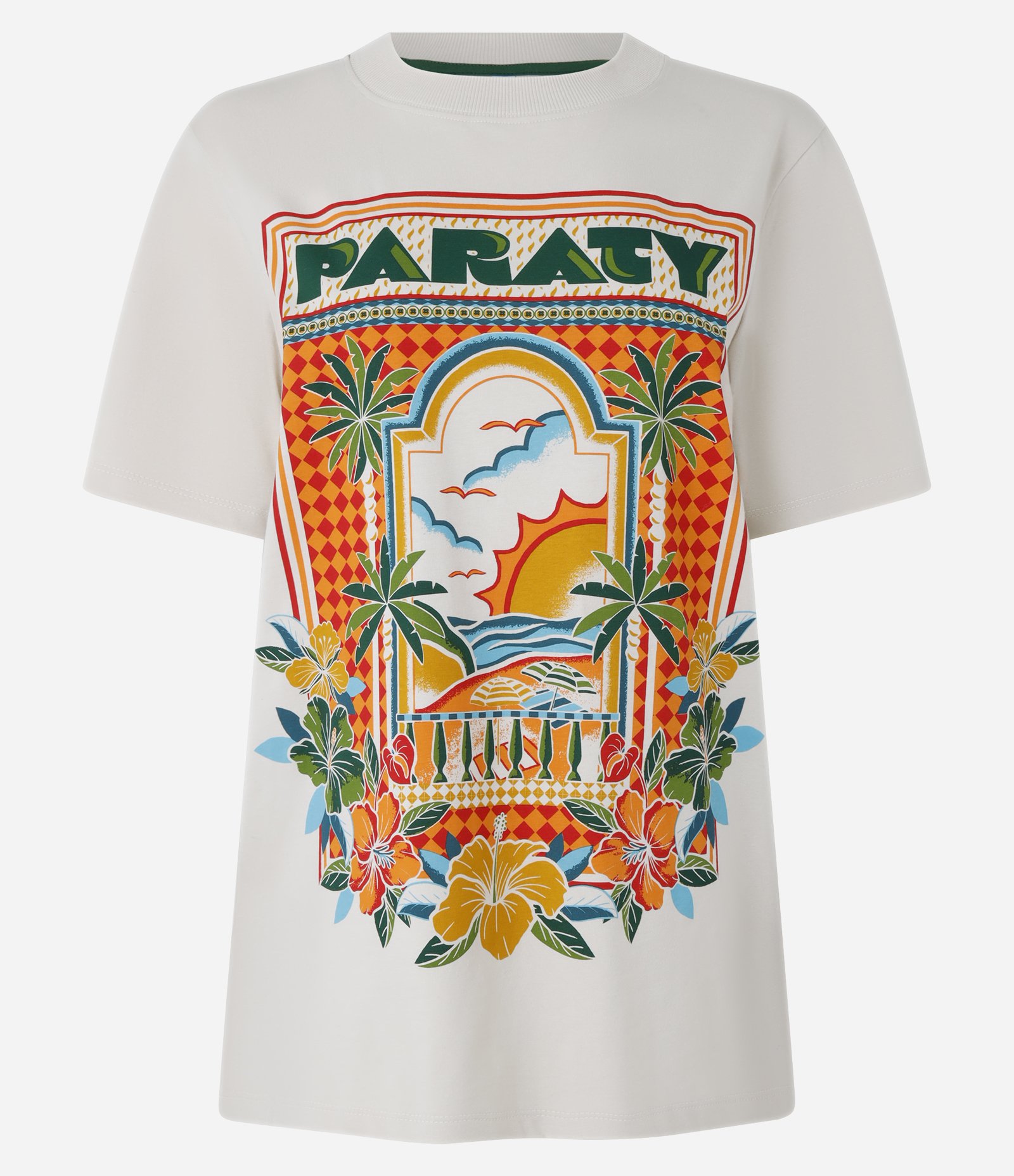Camiseta Alongada em Algodão com Estampa Paraty Branco 5