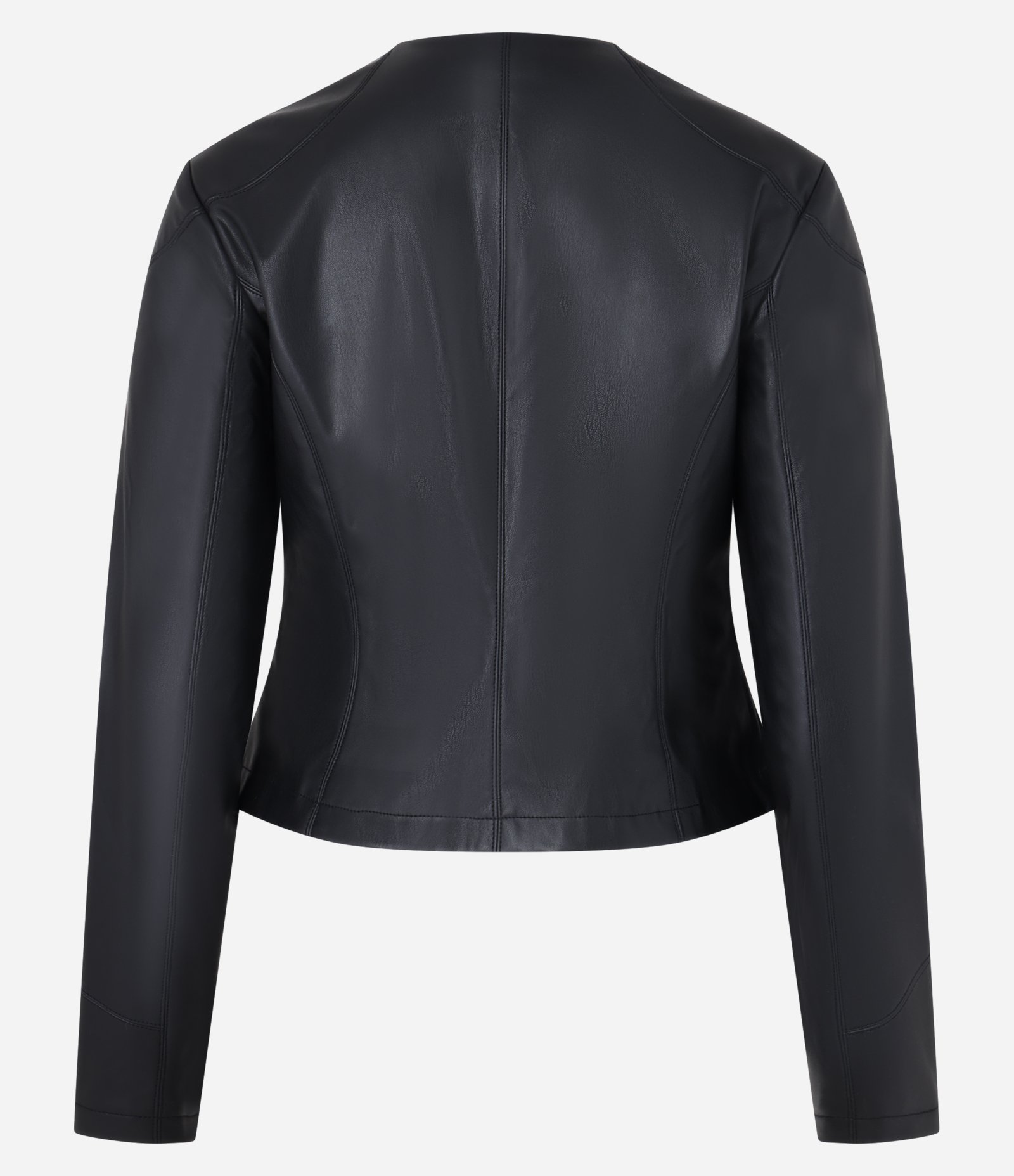 Jaqueta em PU com Recortes e Bolsos Frontais Preto 7