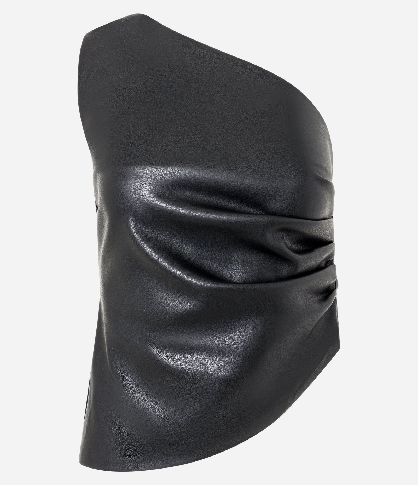 Blusa Ombro Só em PU com Franzidos Laterais Preto 5