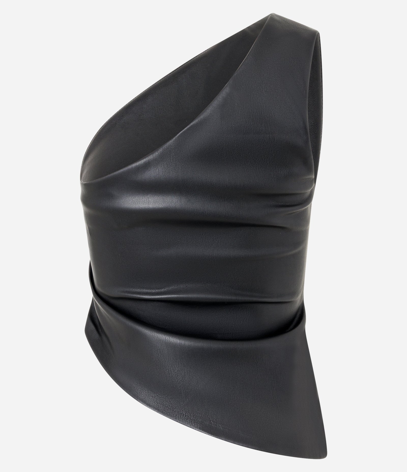 Blusa Ombro Só em PU com Franzidos Laterais Preto 6