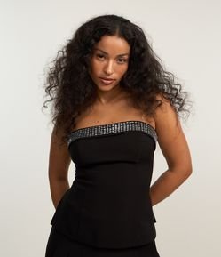 Blusa Alongada em Alfaiataria com Brilhos Aplicados