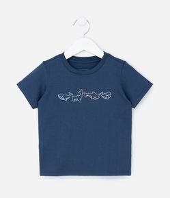Camiseta Infantil com Estampa Tubarões - Tam 1 a 5 Anos