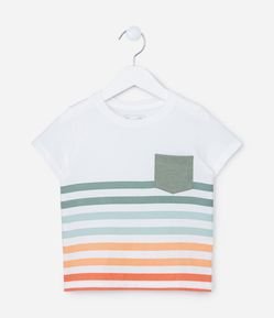 Camiseta Infantil com Bolsinho e Listras - Tam 1 a 5 Anos