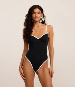 Maiô Meia Taça em Microfibra com Viés Contrastante