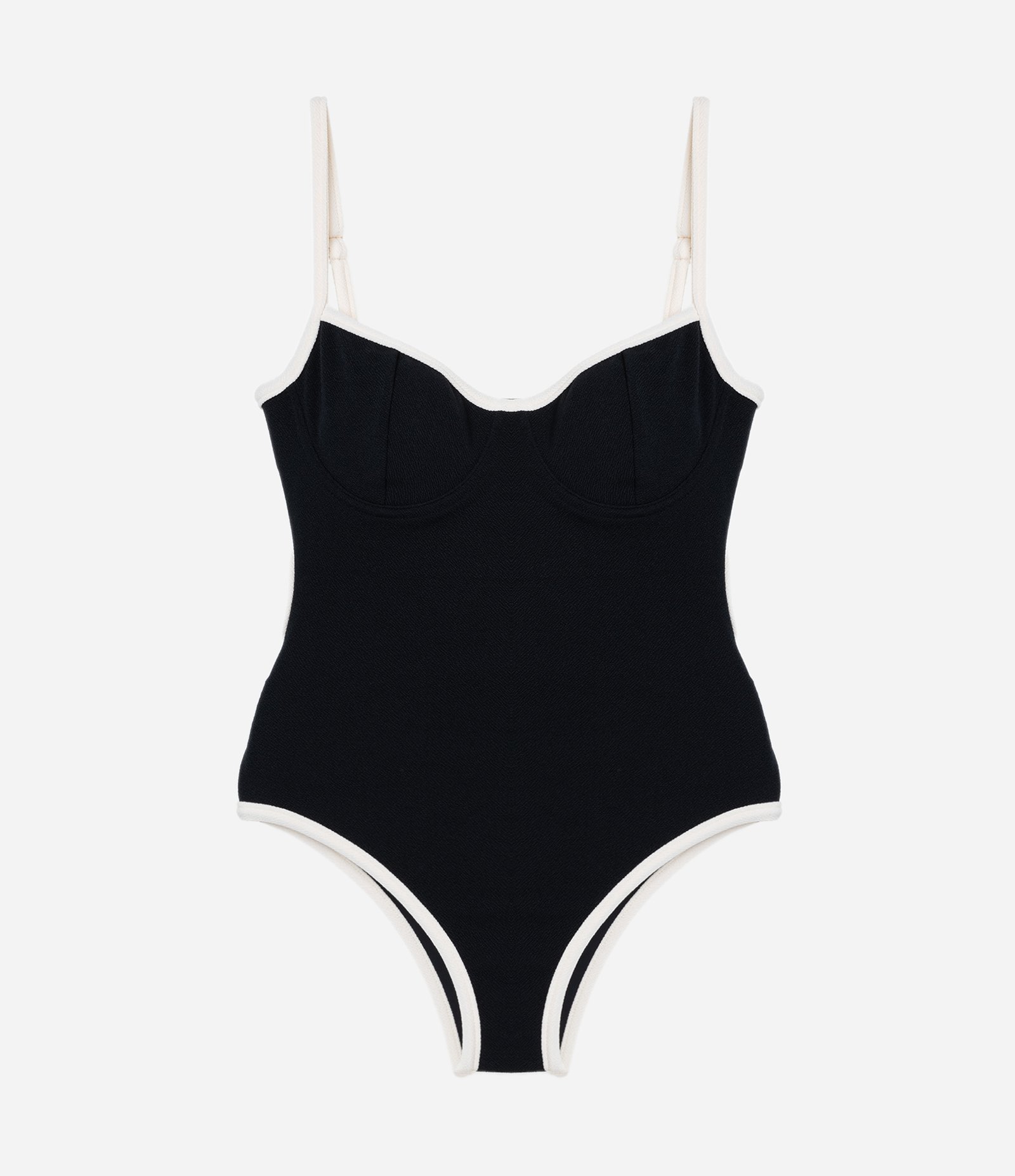 Maiô Meia Taça em Microfibra com Viés Contrastante Preto/Branco 5