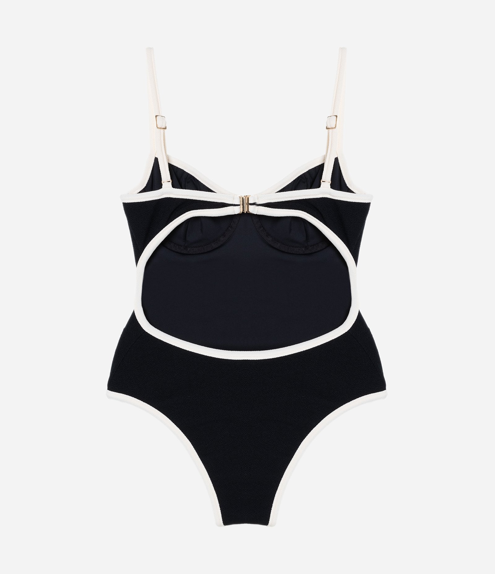 Maiô Meia Taça em Microfibra com Viés Contrastante Preto/Branco 6