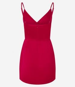 Vestido Curto Acetinado de Alça com Textura Franzida