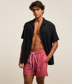 Bermuda em Microfibra com Estampa Praiana