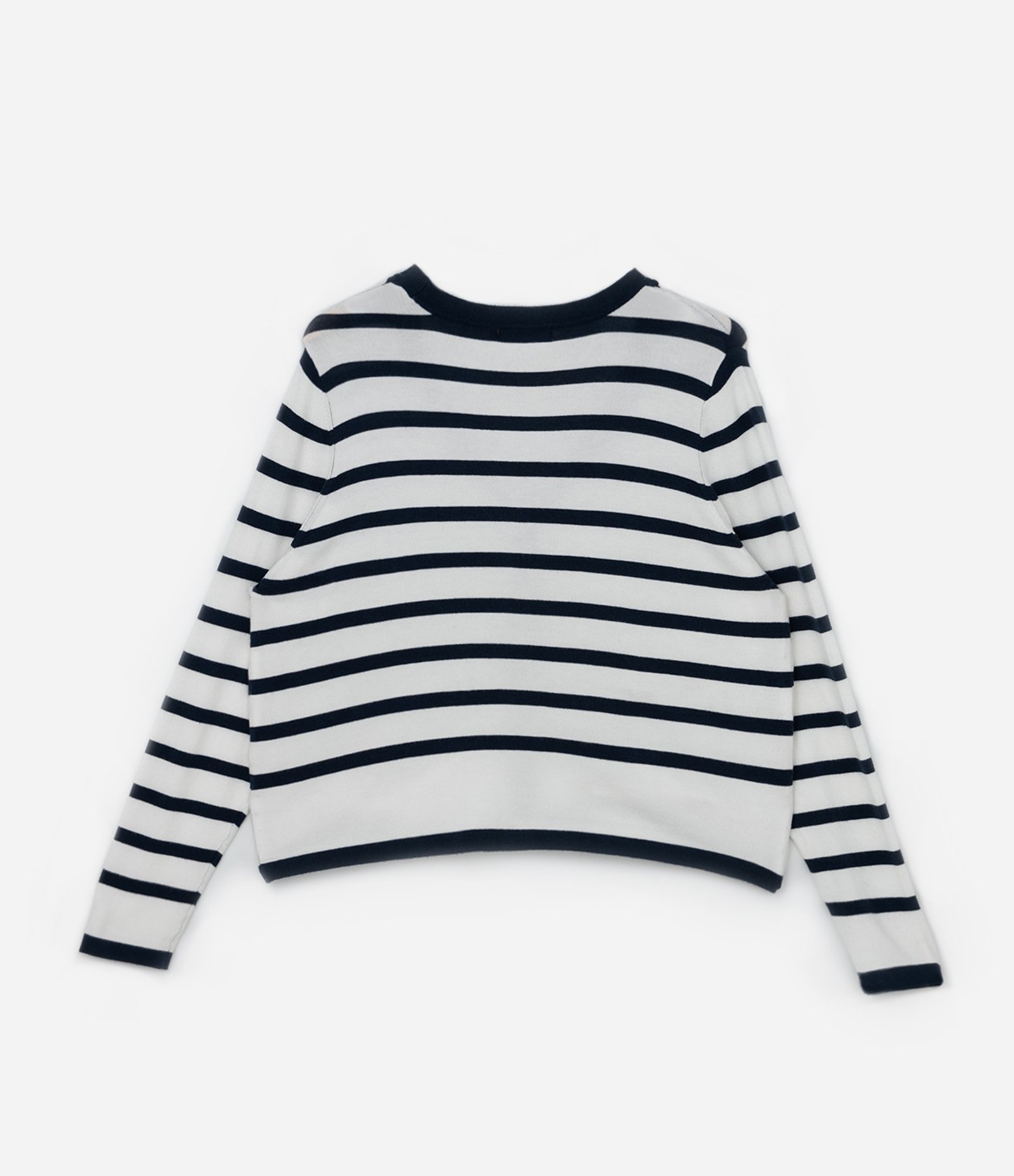 Cardigan em Tricô Leve Listrado Curve & Plus Size Azul Escuro/Branco 5