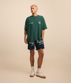 Bermuda em Microfibra com Estampa Floral