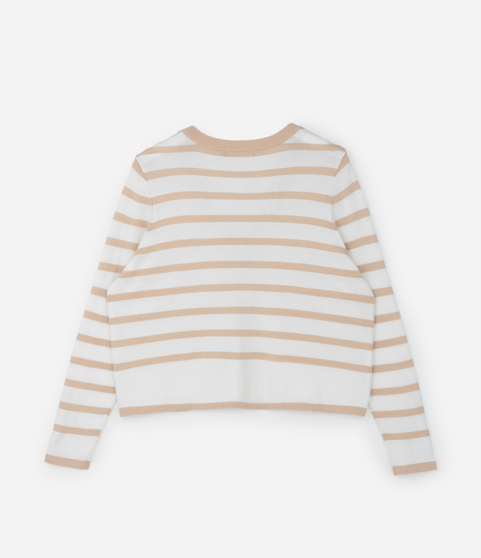 Cardigan em Tricô Leve Listrado Curve & Plus Size Bege/Branco 5